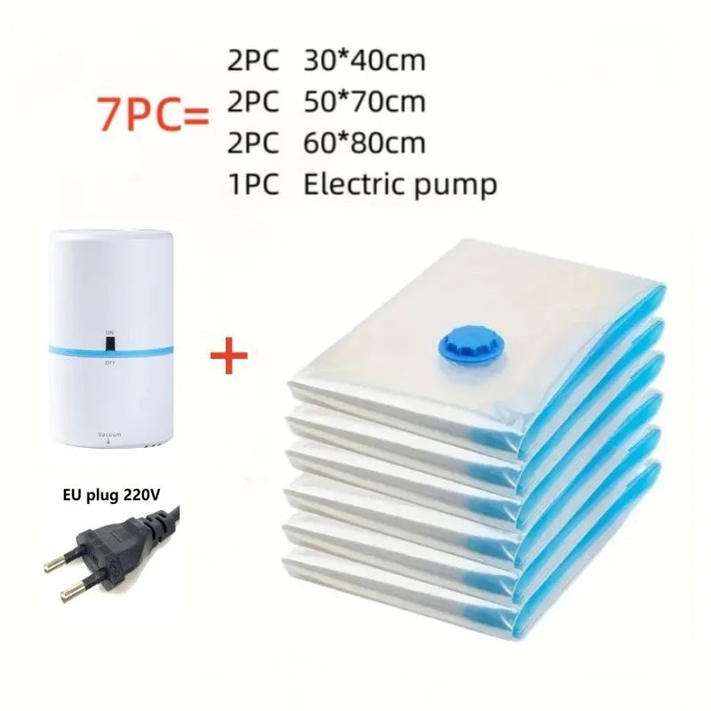 7/9 Pc Compression Bag Electric Pump Travel Vacuum