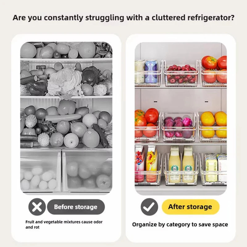 Refrigerator Organizer Bins - Clear Plastic Container Drawer