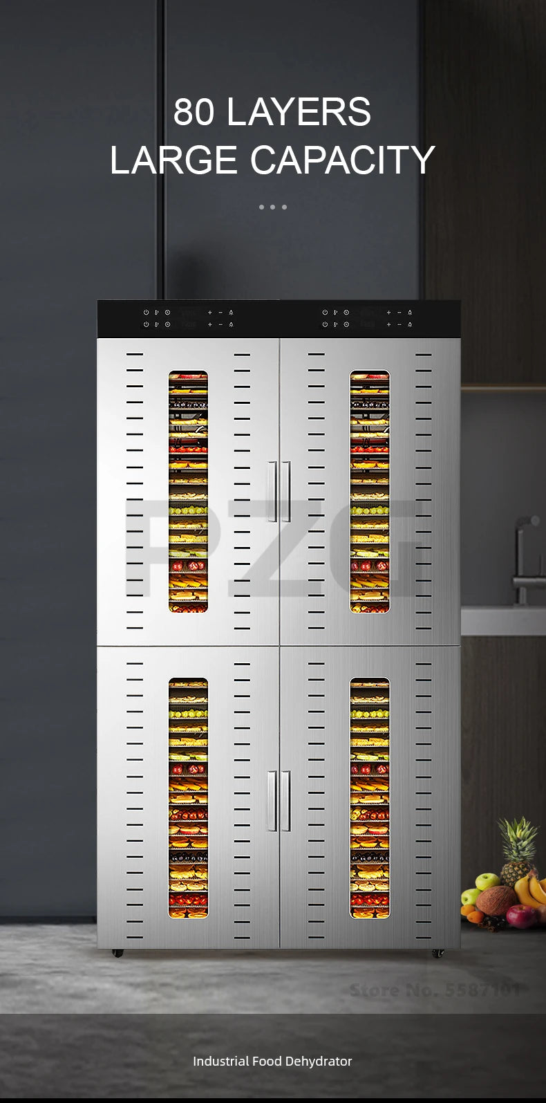 Commercial Industrial Fruit Food Dryer 32 48 80
