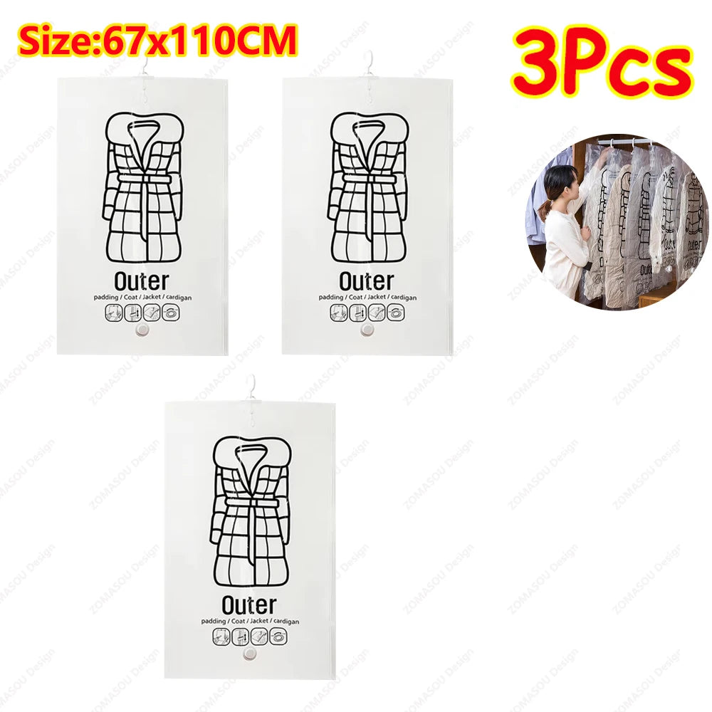 1-10pcs Hanging Vacuum Storage Bag Reusable Space Saver