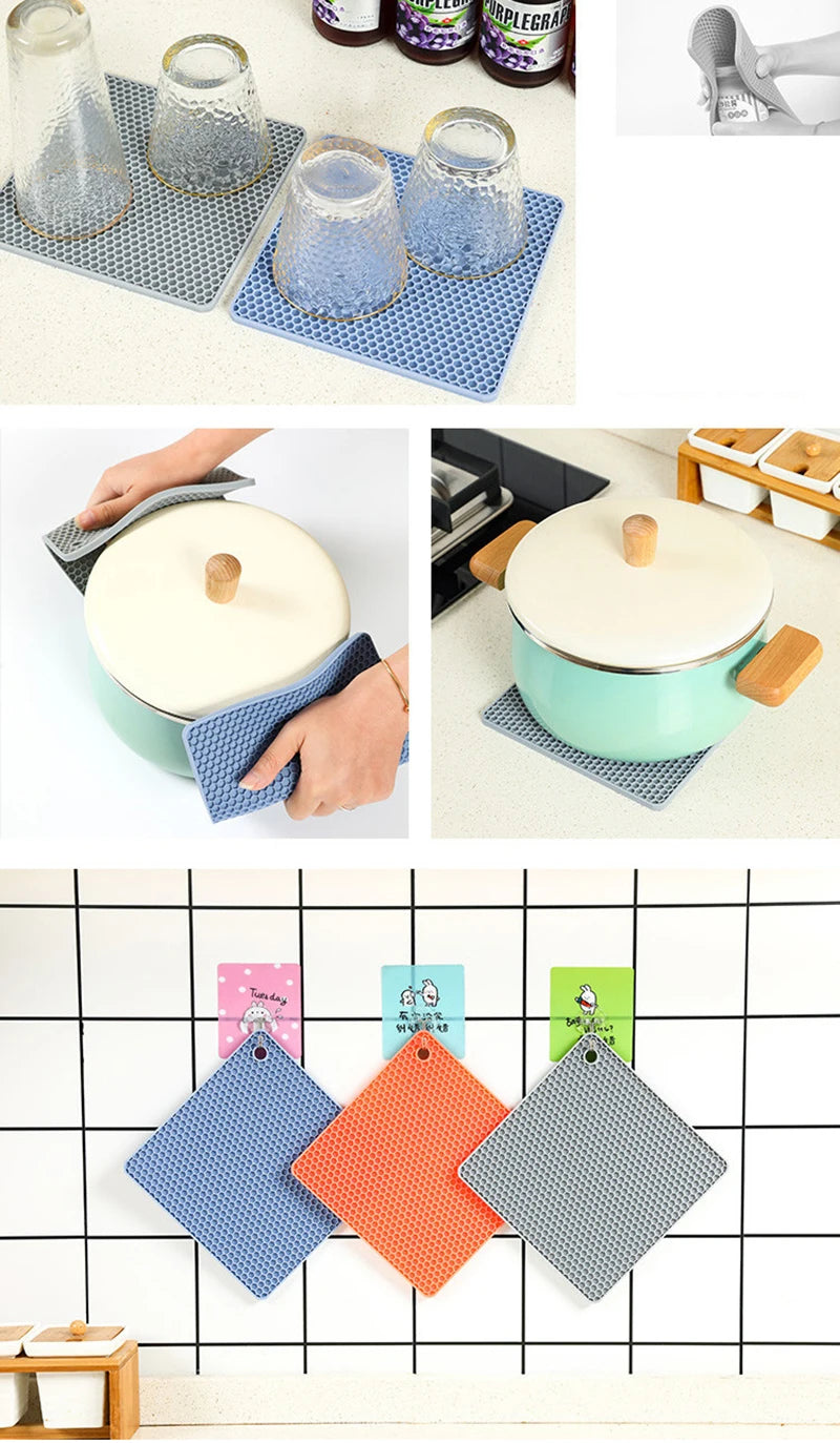 18cm Square Silicone Mat Heat Resistant Potholder Dining