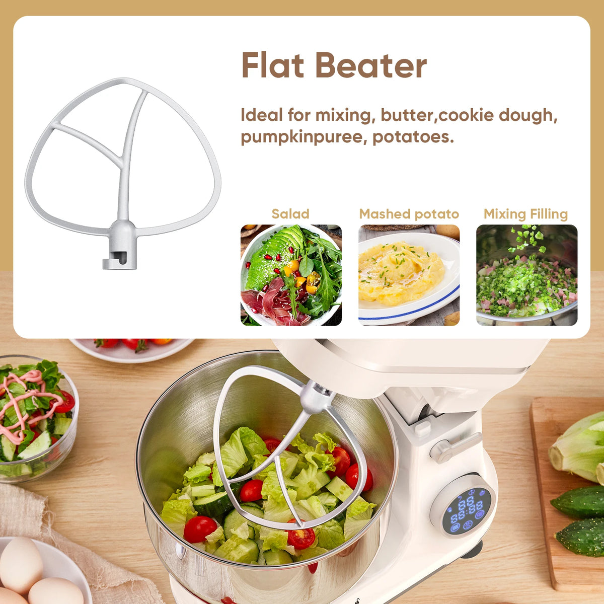 Biolomix Food Stand Mixer 1200w 11-Speeds Dc Motor