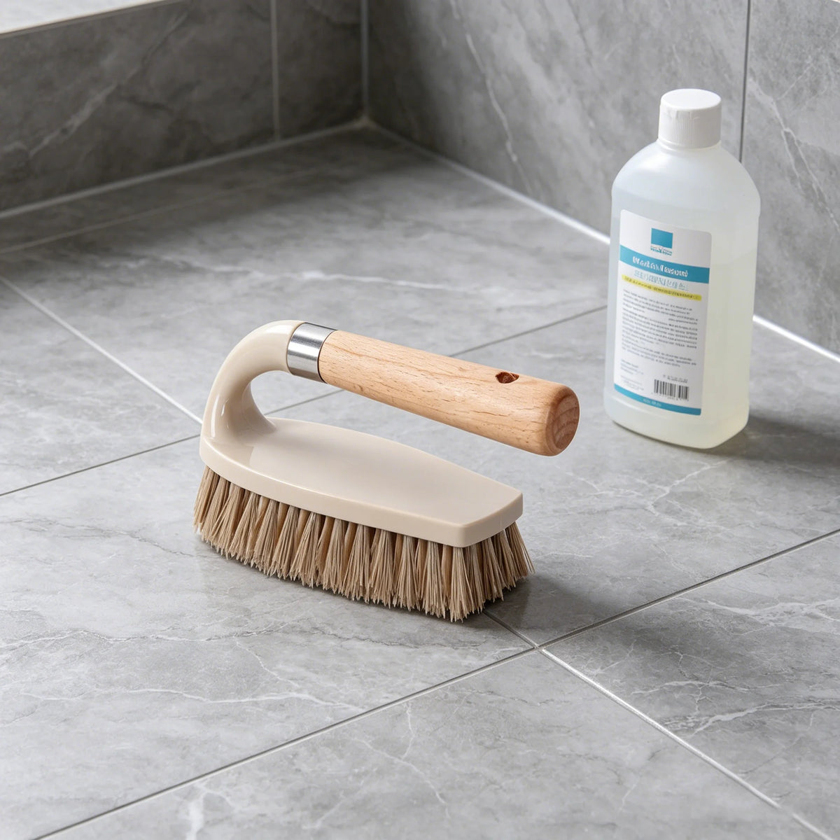 Wooden Handle Cleaning Brush Stiff Bristle Scrubber