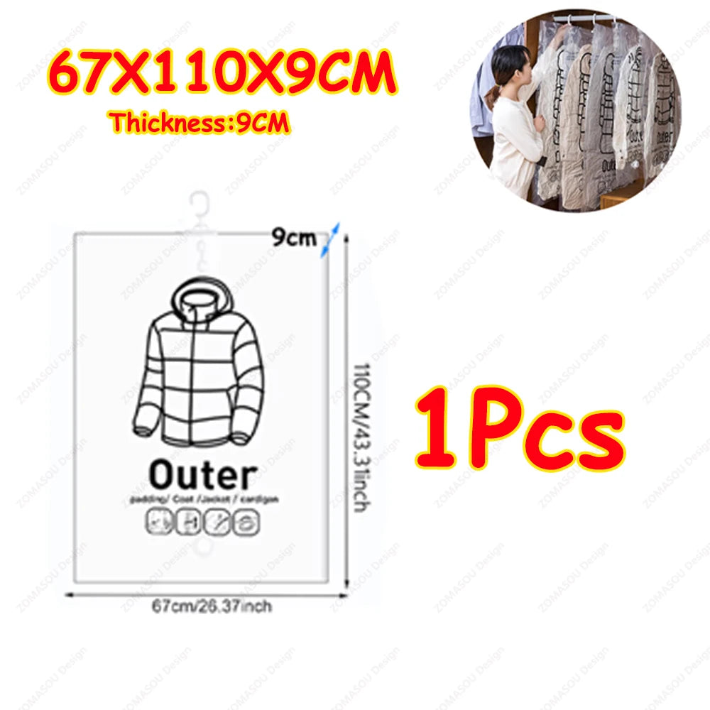 1-10pcs Hanging Vacuum Storage Bag Reusable Space Saver