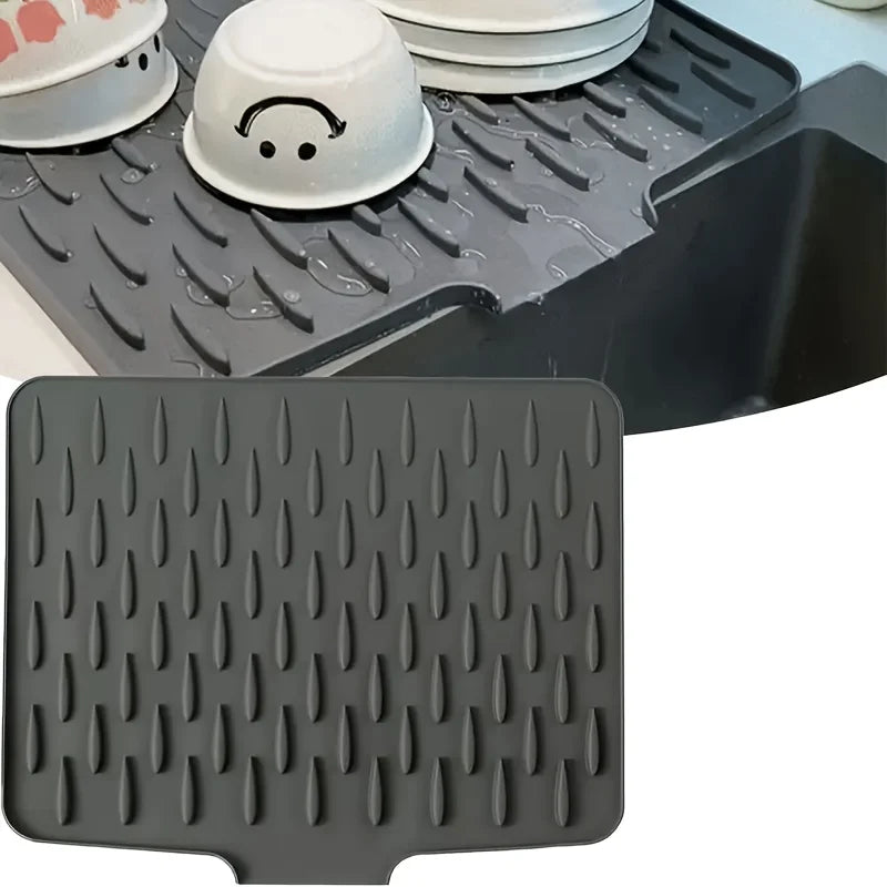Heat Resistant Silicone Dish Drying Mat Raised Water