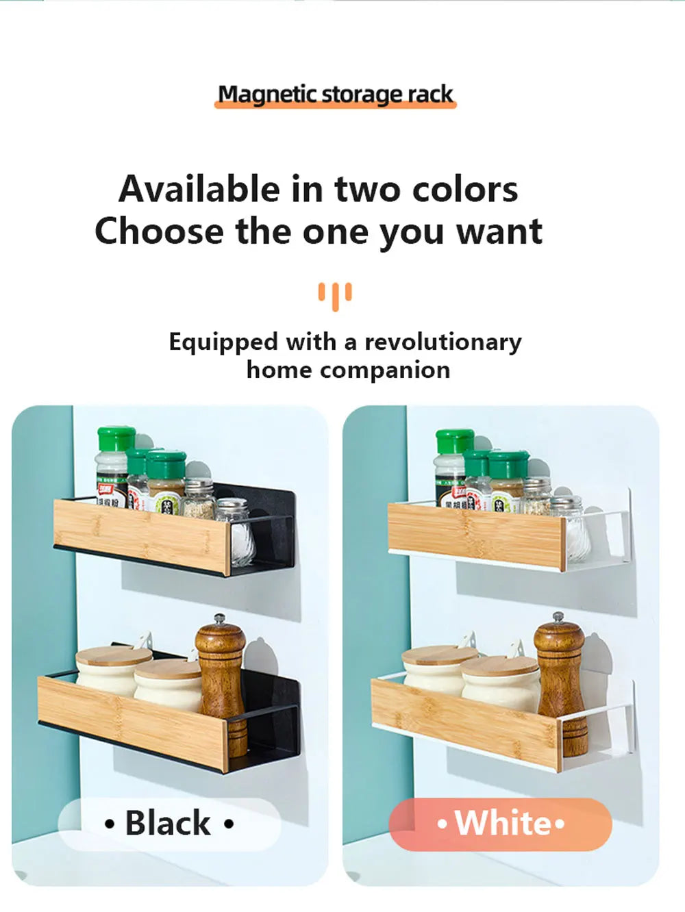 Magnetic Fridge Shelf Spice Storage Rack Black Iron