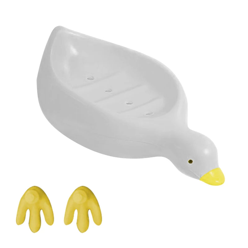 Plastic Soap Dish Self-Draining Soap Holder Cute Duck