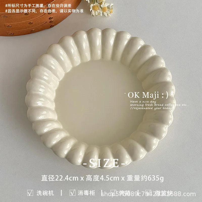 High-Looking Ceramic Plate Western-Style Dinner Plate Round Plate
