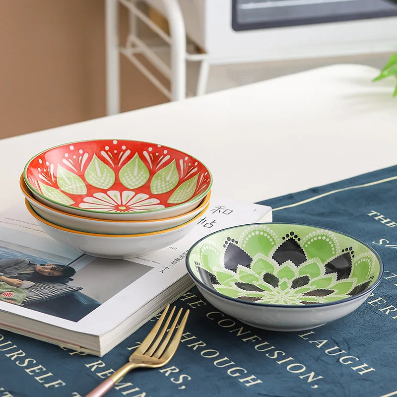 4pc Bohemian Ceramic Plate - Side Dish Appetizer
