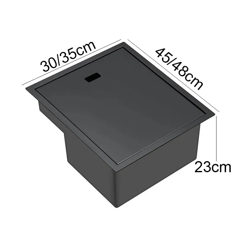 Nano Hidden Bar Sink Black Folding Faucet Silvery