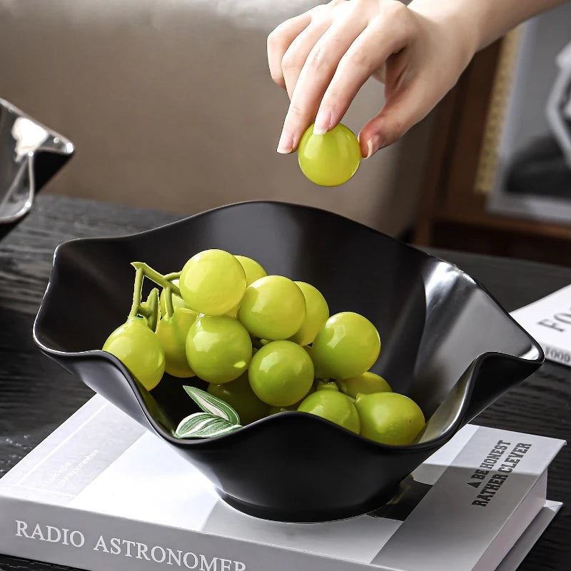 Ceramic Fruit Plate Irregular Folds Tray Desktop Storage