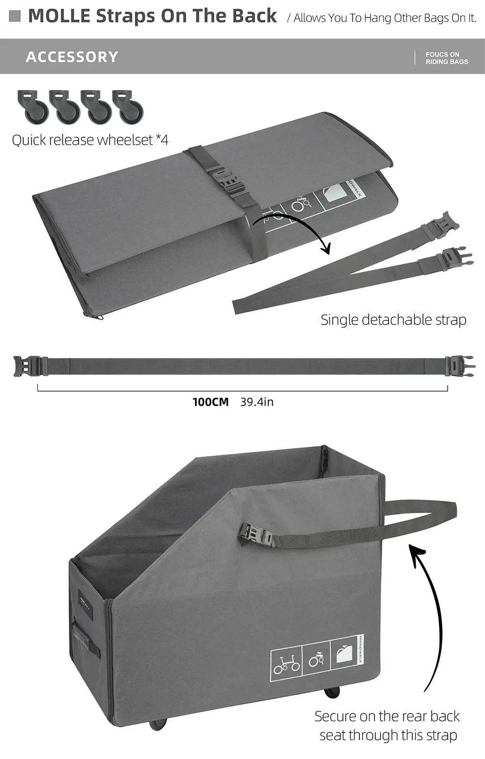 Rhinowalk Folding Bike Storage Box Quick Release Wheel