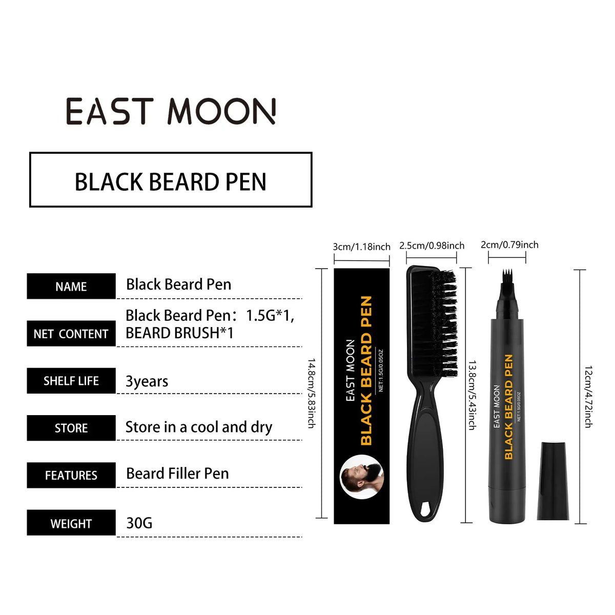 Instant Beard Filler Pen Brush Comb Disposable Waterproof