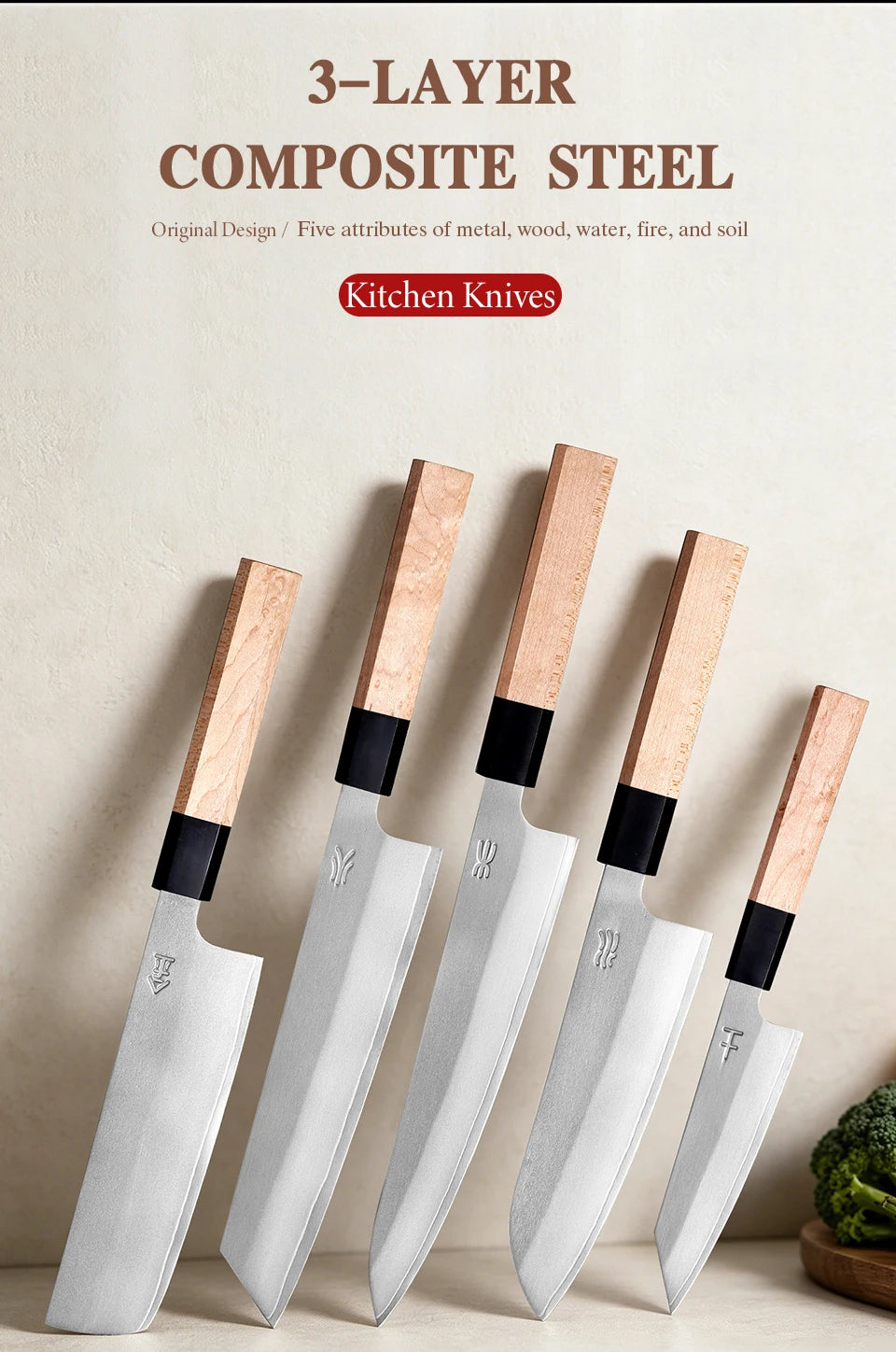 1pcs Or 5pcs Japanese Style Knives Layer Composite