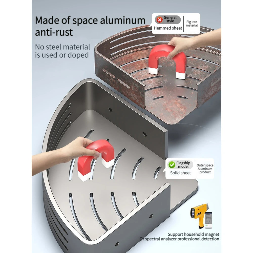 No Drill Sticker Walls Installation Aluminum Bathroom Shelf