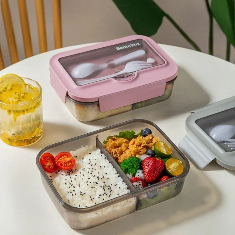 Lunch Box Tableware Office Workers Square Divided Microwave