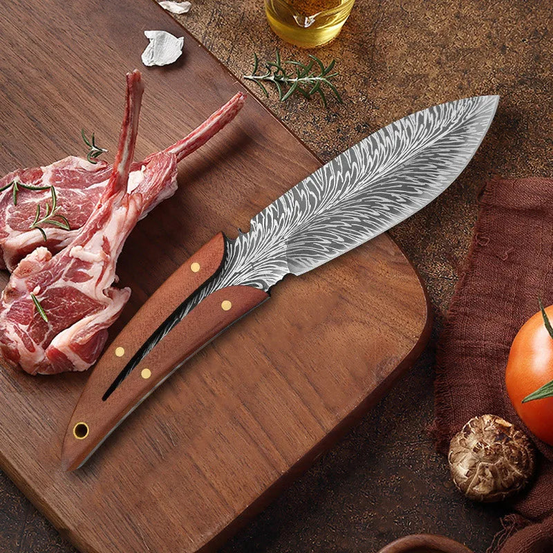 Stainless Steel Chef Knife Professional Boning Cleaver Wood