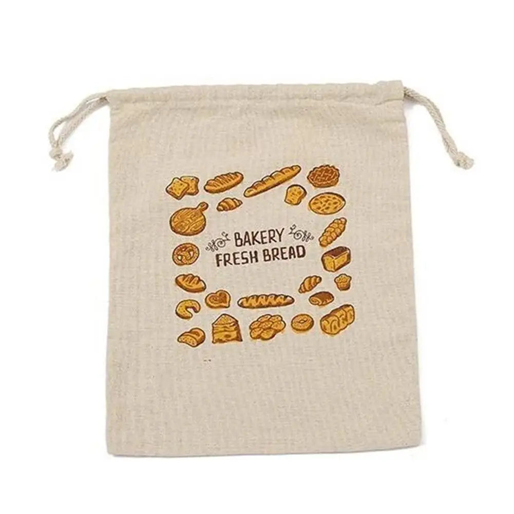 Linen Bread Bags Reusable Homemade Drawstring Loaf Bag