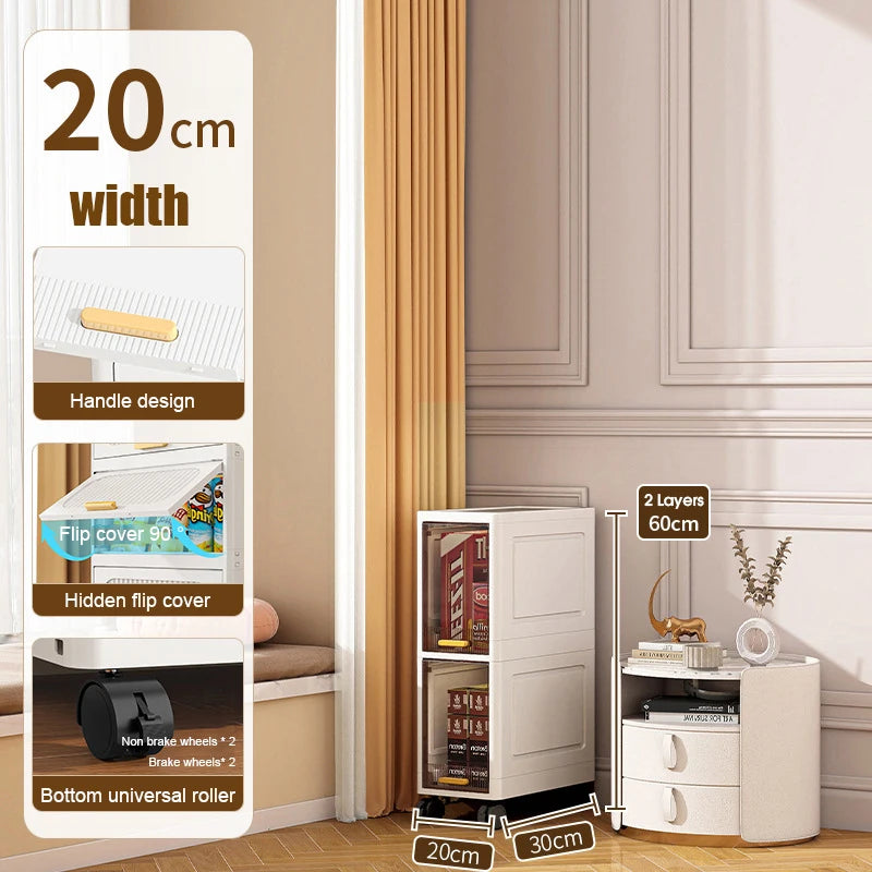 White Foldable Storage Cabinet Bathroom Organizer Slim Cabinet