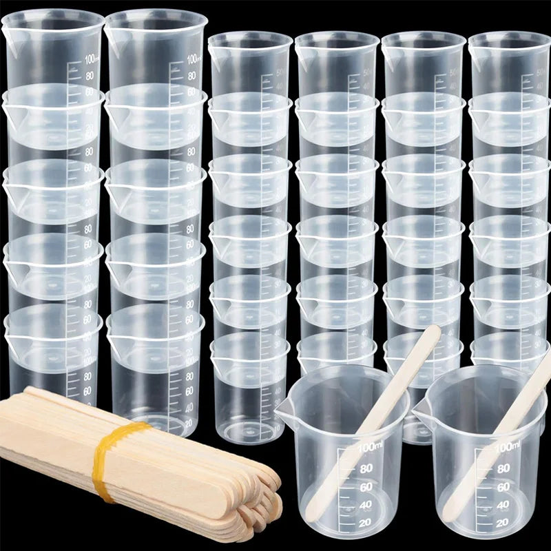 1-24pcs Plastic Mixing Cups 100ml Measuring Cups V-Shaped