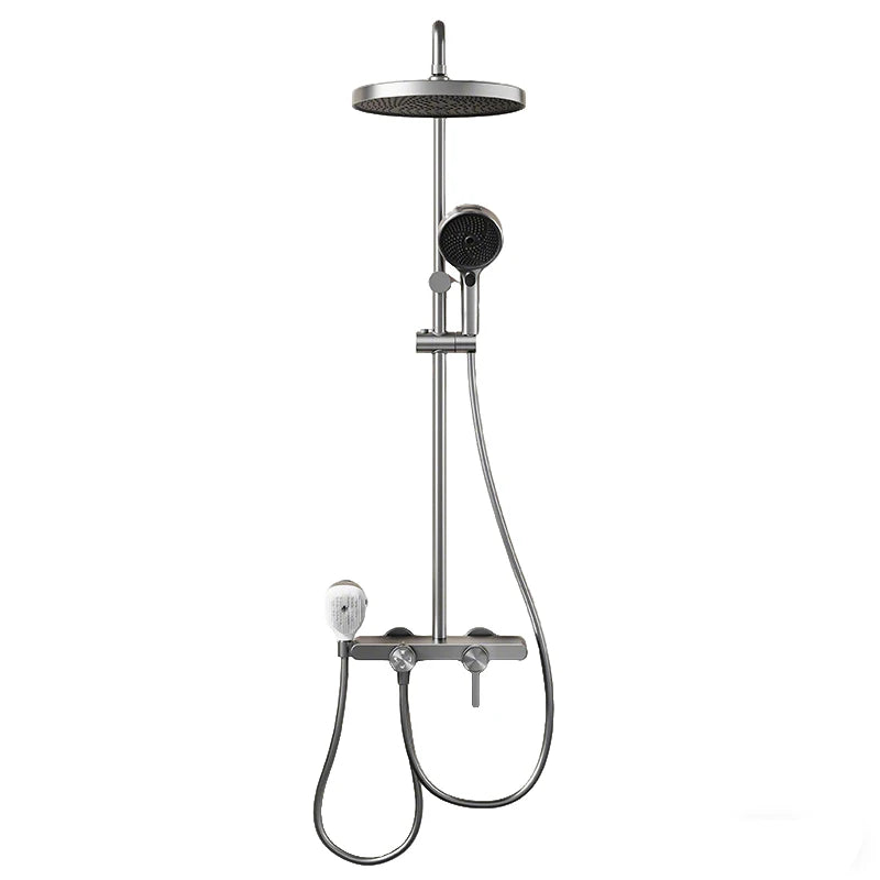 Bathroom Aluminum Gunmetal Gray Shower Silicone Brush Head