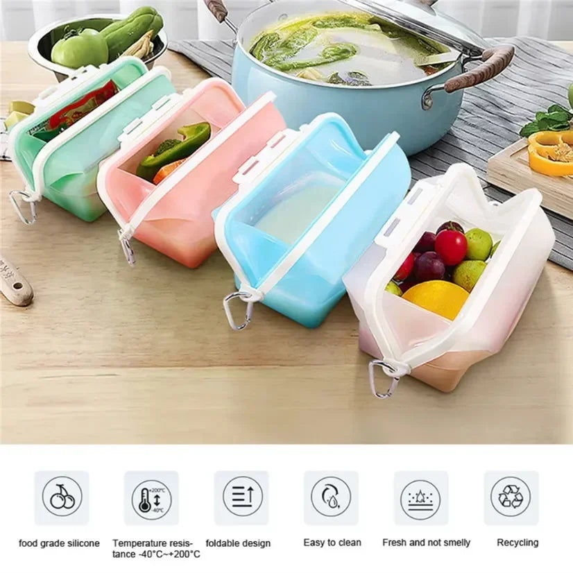 Travel Silicone Premium Reusable Food Storage Bags Food