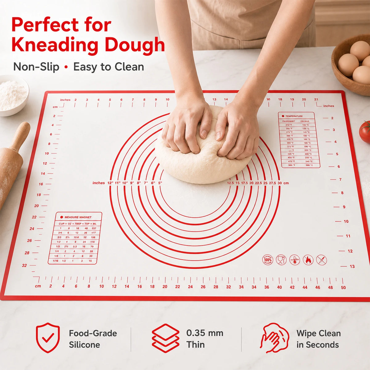 Silicone Pastry Mat Extra Thick Non Stick Baking