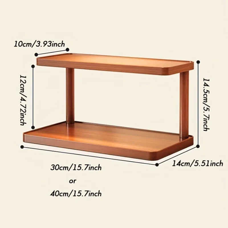 Wooden Tier Countertop Organizer Handles Multi Purpose Storage