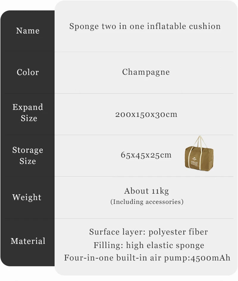 Naturehike 30cm Double Air Bed Outdoor Inflatable Mat
