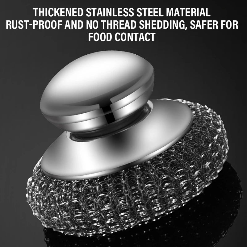 Stainless Steel Pot Brush Handle Metal Ball Dishwashing