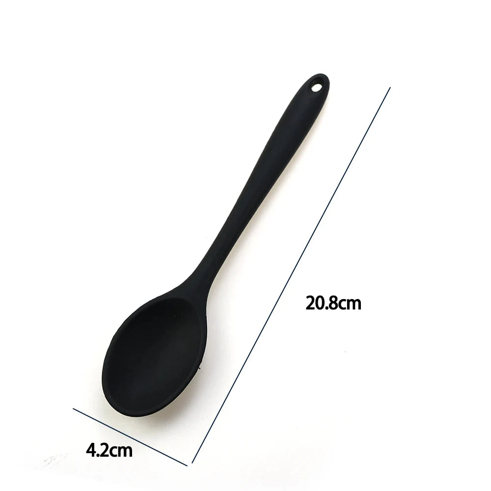 1pc Soft Silicone Spoon Stirring Long Handle Tableware
