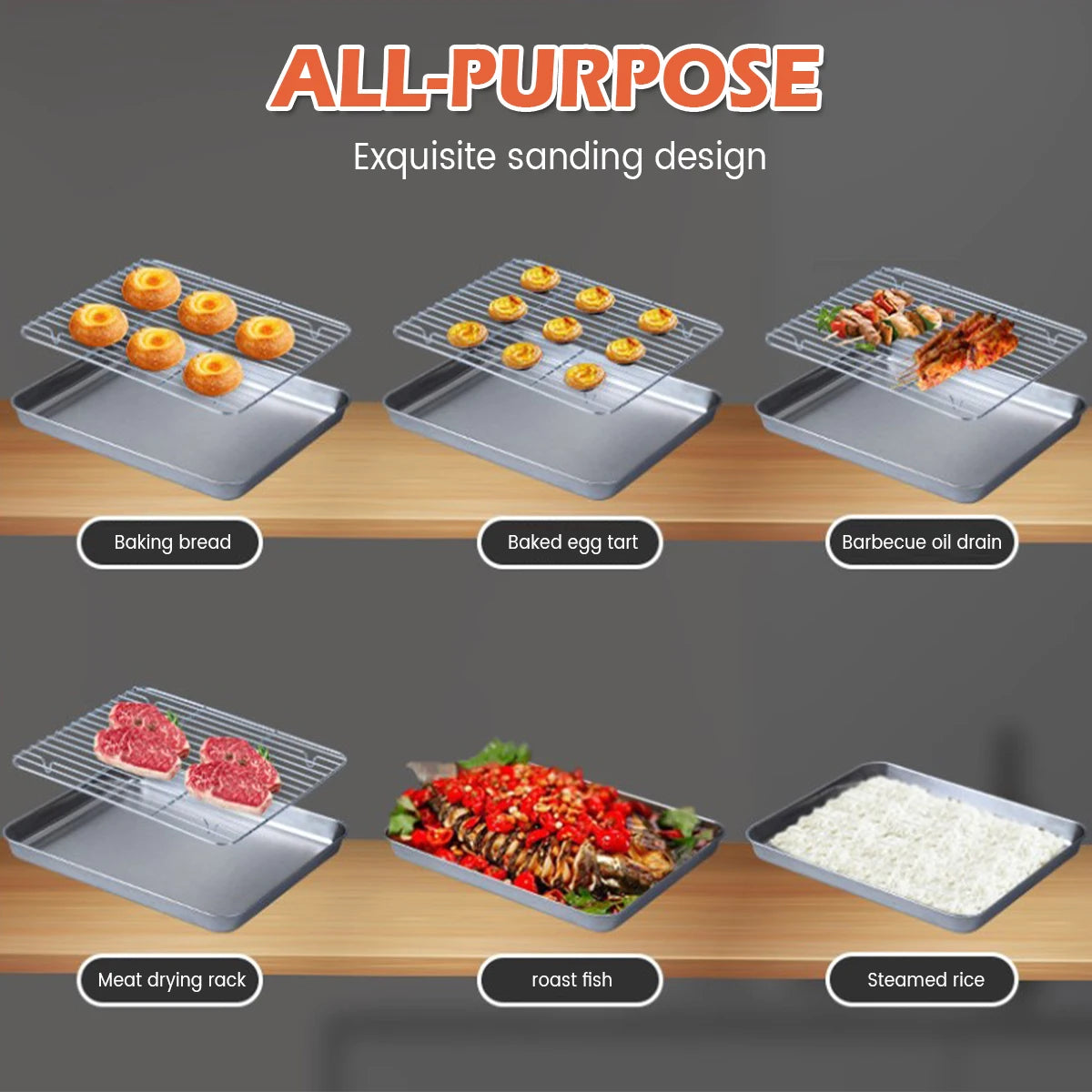 Baking Tray Removable Cooling Rack Stainless Steel Baking