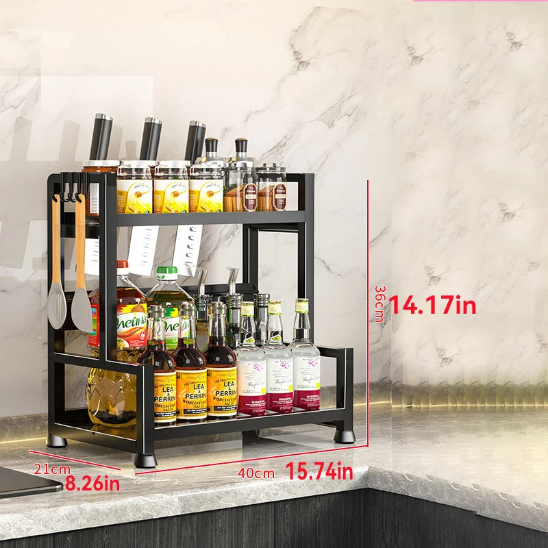 2-3 Tier Adjustable Metal Spice Rack Storage Box