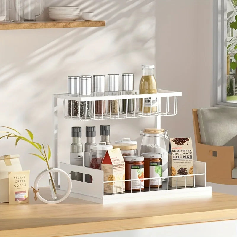 Pull Out Organizer Shelf Tier Storage Rack Large