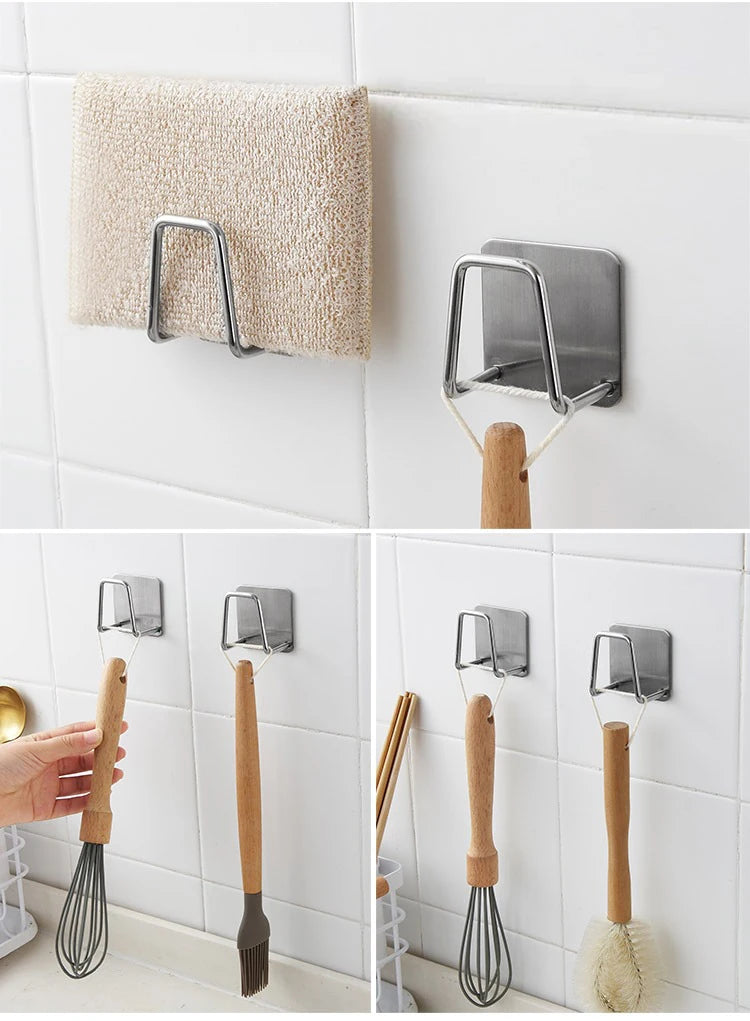 Stainless Steel Sink Sponges Holder Self Adhesive Drain