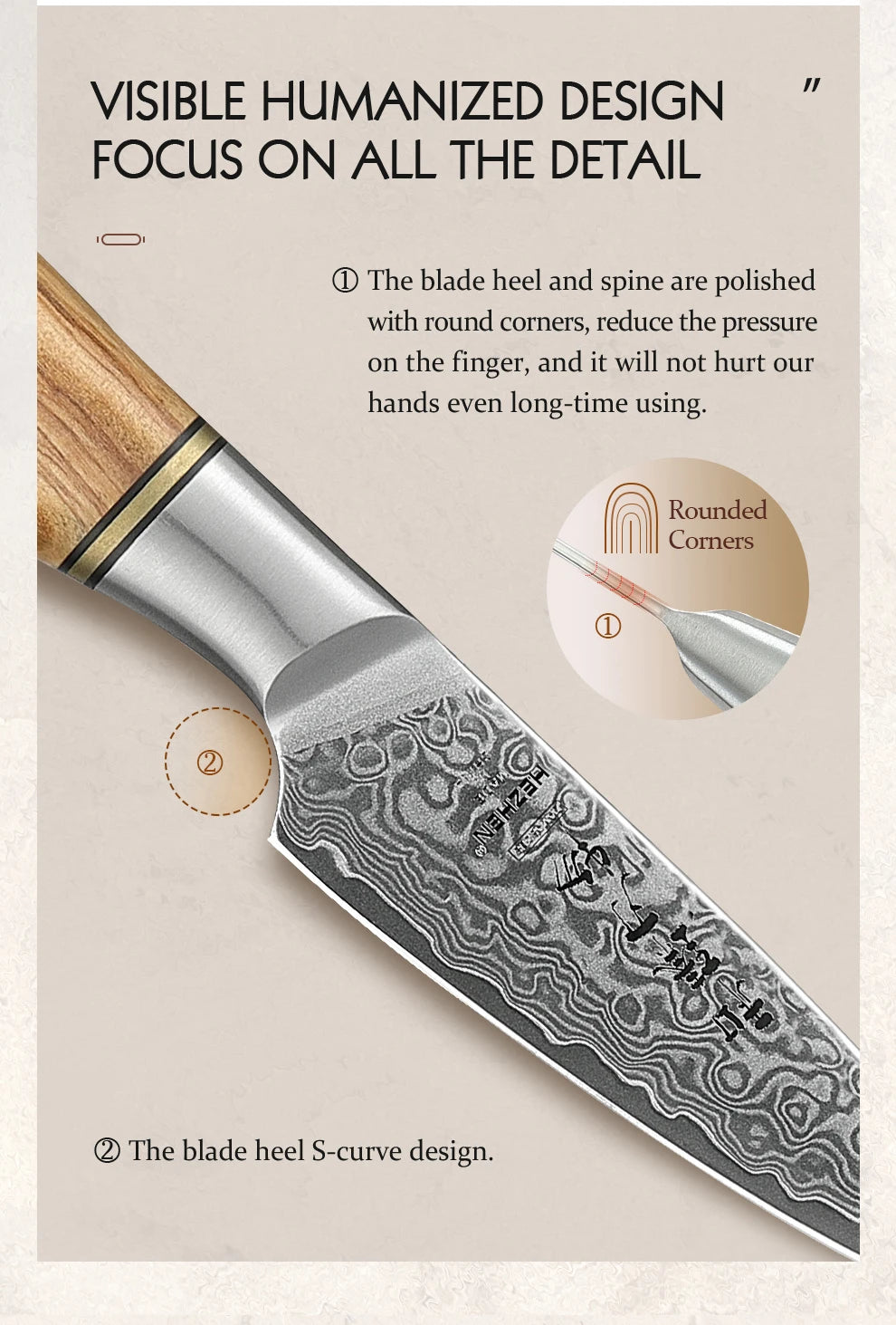Hezhen Inch Paring Knife 67 Layer Damascus Steel