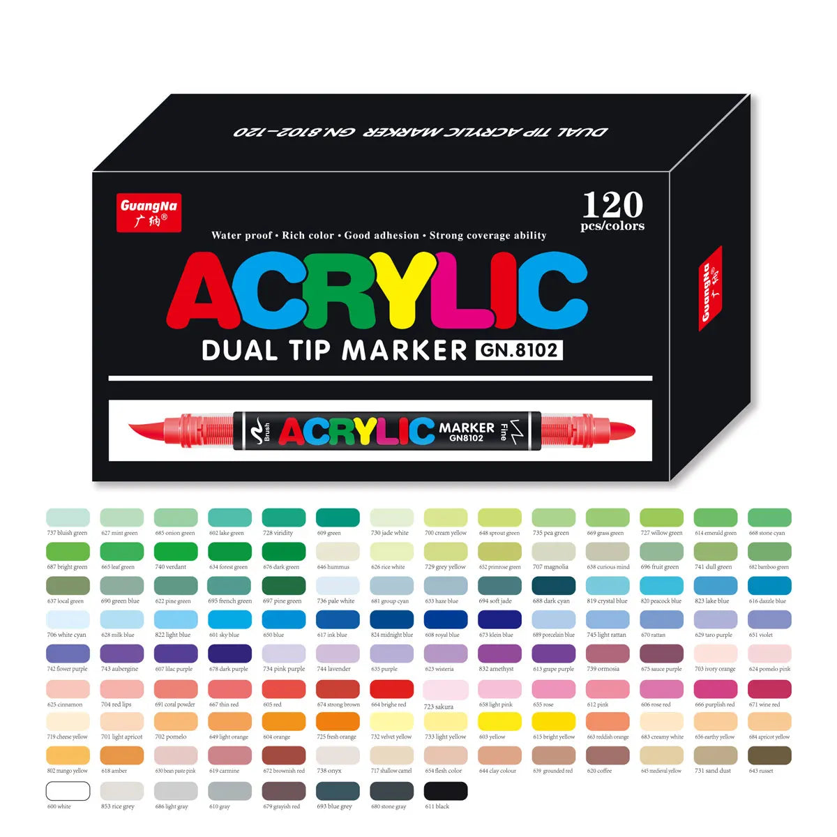 Guangna 36-168 Colors Dual Tip Direct Acrylic Marker