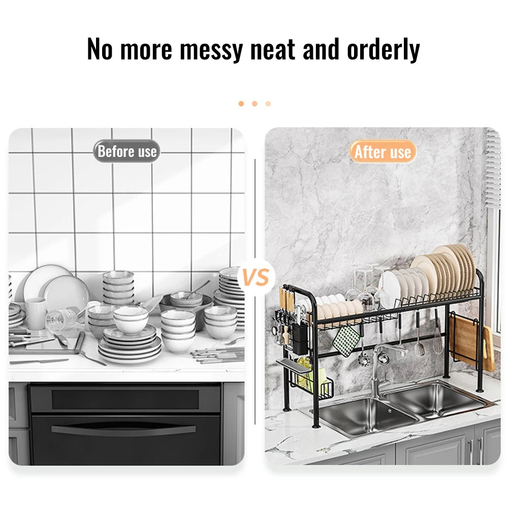 Over Sink Dish Drying Rack 2-Tier Dish Rack