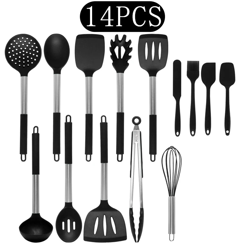 Black Non-Stick Silicone Kitchenware Cooking Utensils Cookware