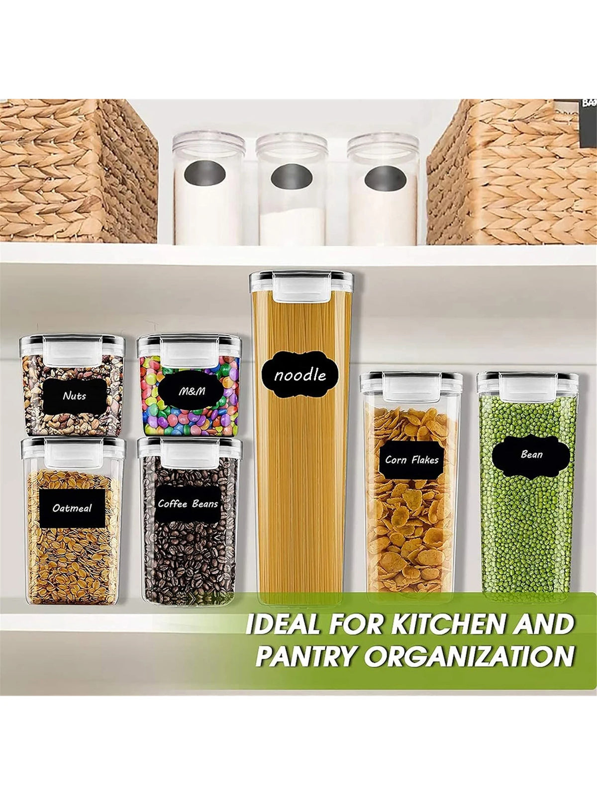 24pcs Airtight Food Storage Containers Labels Flour Grains