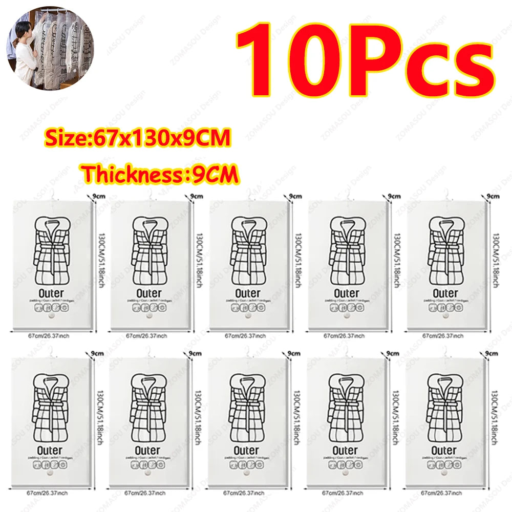 1-10pcs Hanging Vacuum Storage Bag Reusable Space Saver