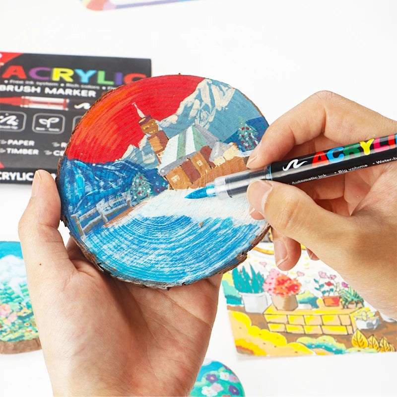 12-408 Colors Acrylic Paint Pen Acrylic Markers Brush