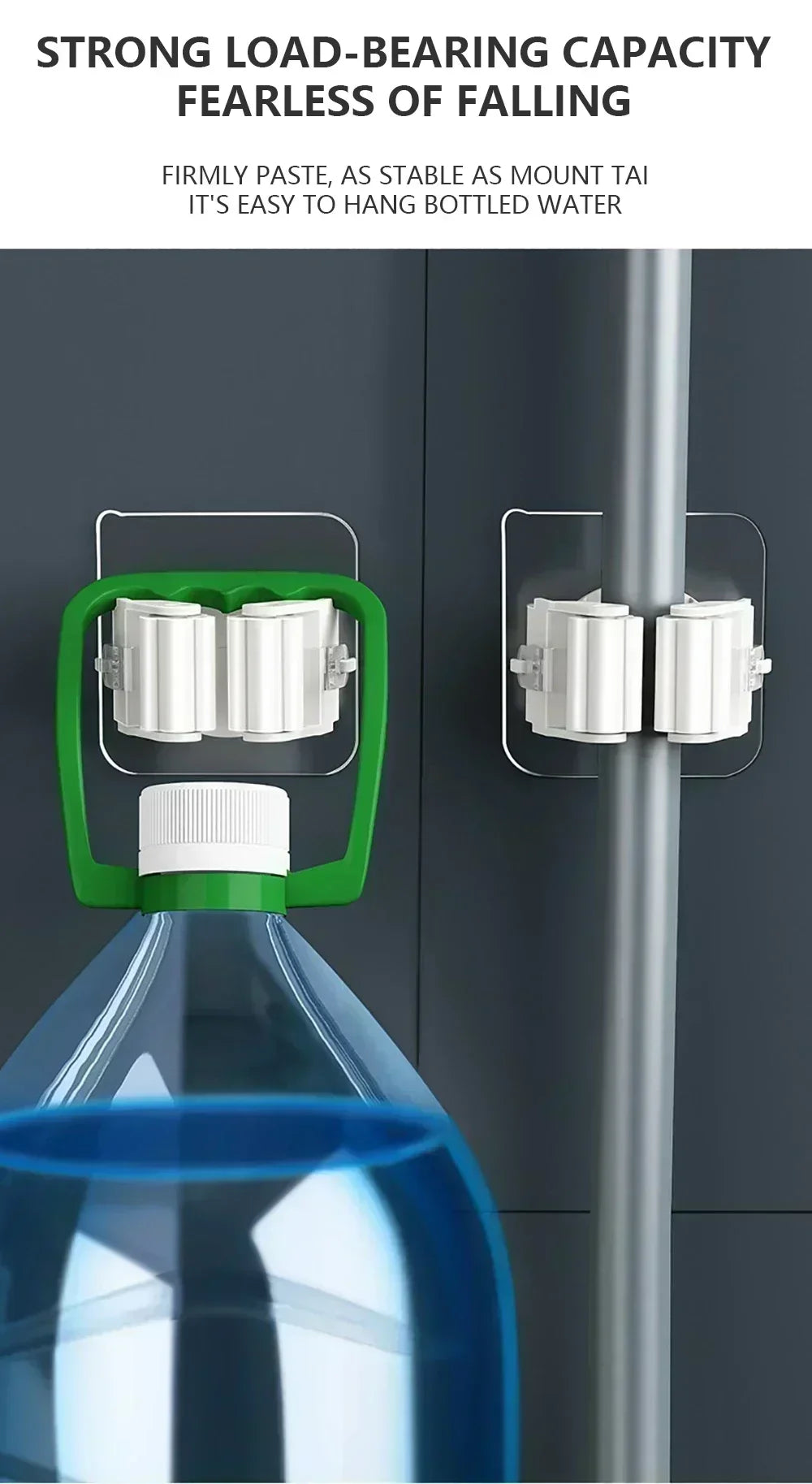 Mop Broom Holder Storage Rack Adhesive Hooks Wall