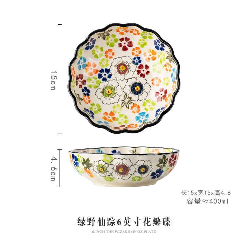 Ceramic Fruit Dessert Salad Bowl Plate Creative Retro