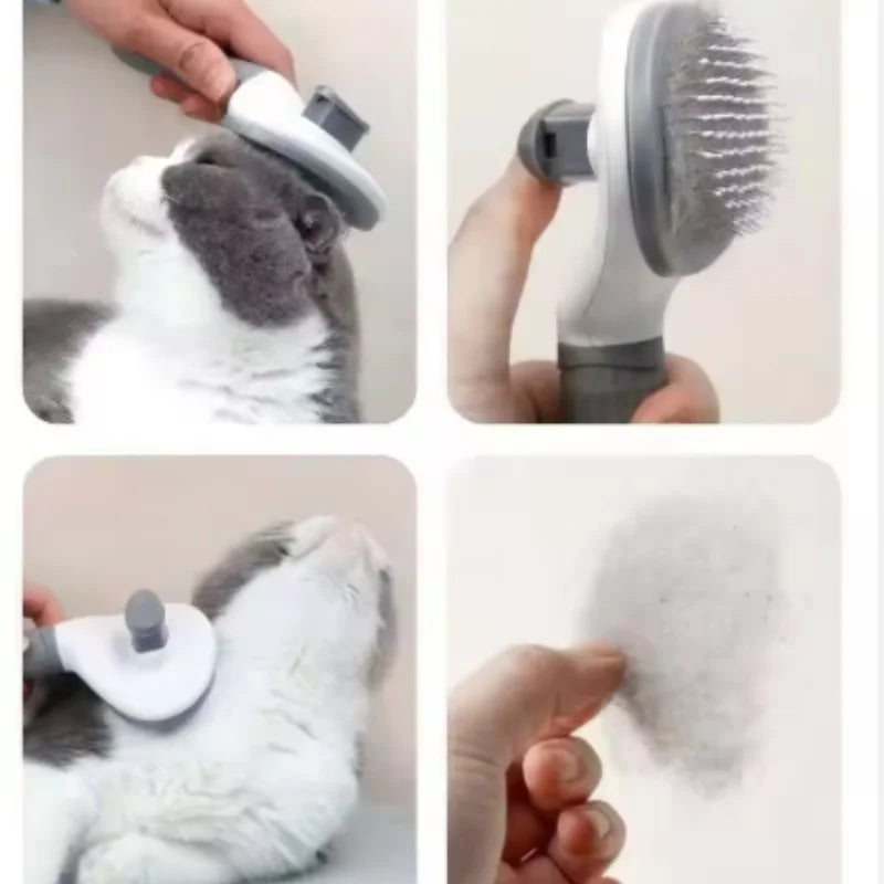 Automatic One-Click Pet Hair Removal Comb Slicker Brush