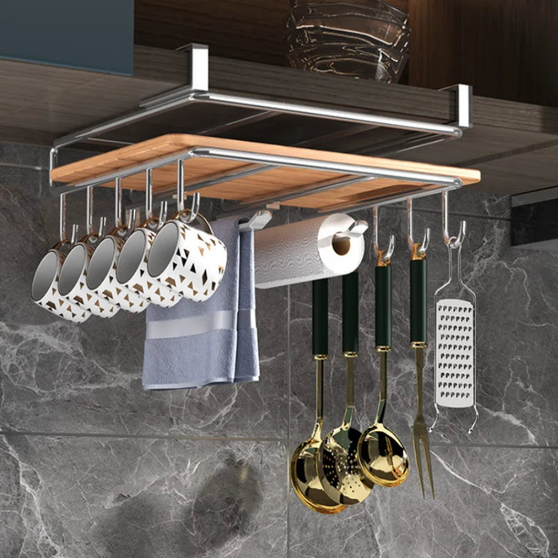 Punch-Free 304 Stainless Steel 2-Layer Storage Rack Wall