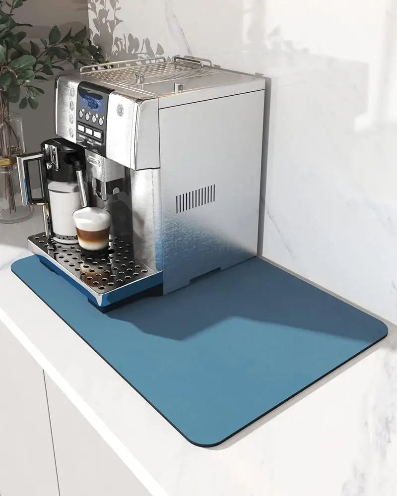 Absorbent Coffee Mat Rubber Backing Hides Stains Dish