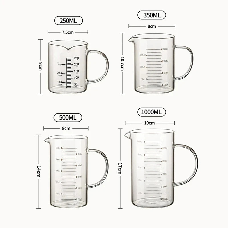 Ywdl 250-1000ml Food Grade Glass Measuring Cups Kettle