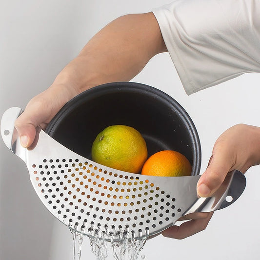 Stainless Steel Pan Pot Strainer Handle Pasta Drainer