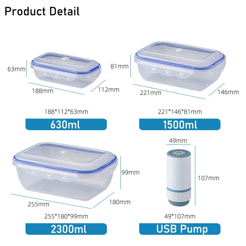 Vacuum Food Storage Box Transparent Storage Container Fridge